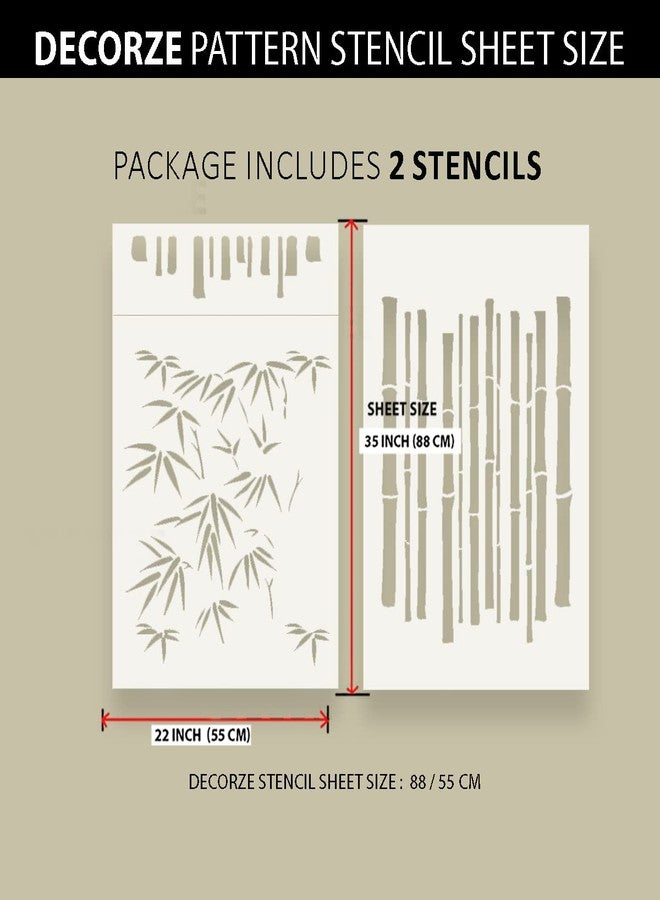 DECORZE Bamboo Stencils for Wall Painting Bramboo Branch Stencils for Painting Bamboo Wall Stencils (DWS -15) - Image 2